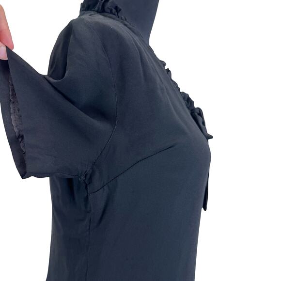 Vintage 1960s Black Mad Men Wiggle Dress with Ruffle Neck & Bow – ILGWU - Picture 5 of 15